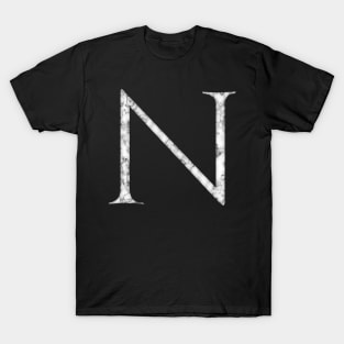 N in Roman White Marble Latin Alphabet Letter Sticker T-Shirt